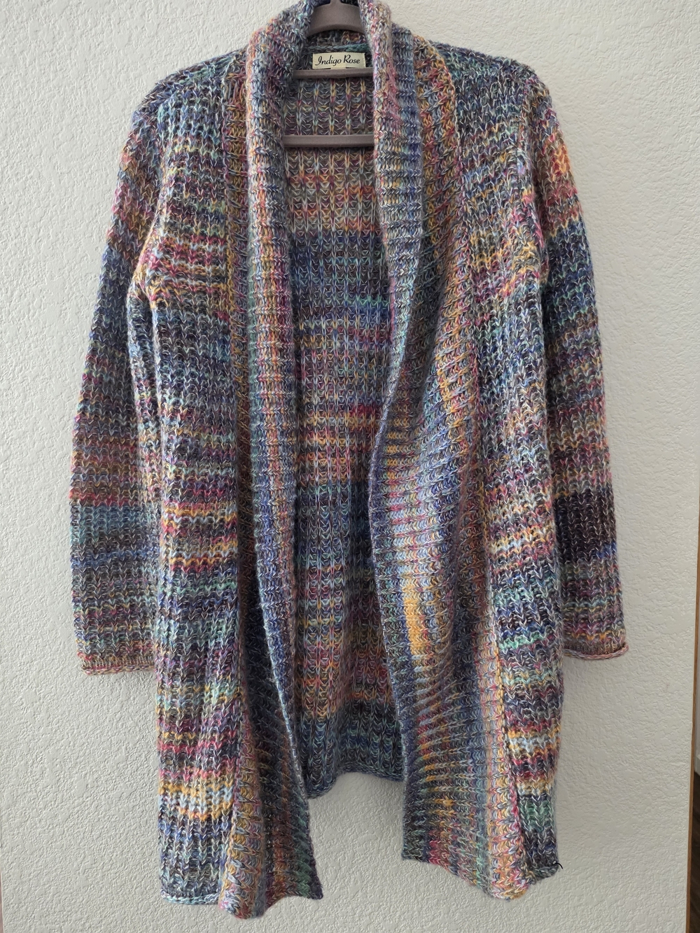 Indigo Rose Multicolor Open-Front Knit Cardigan Sweater